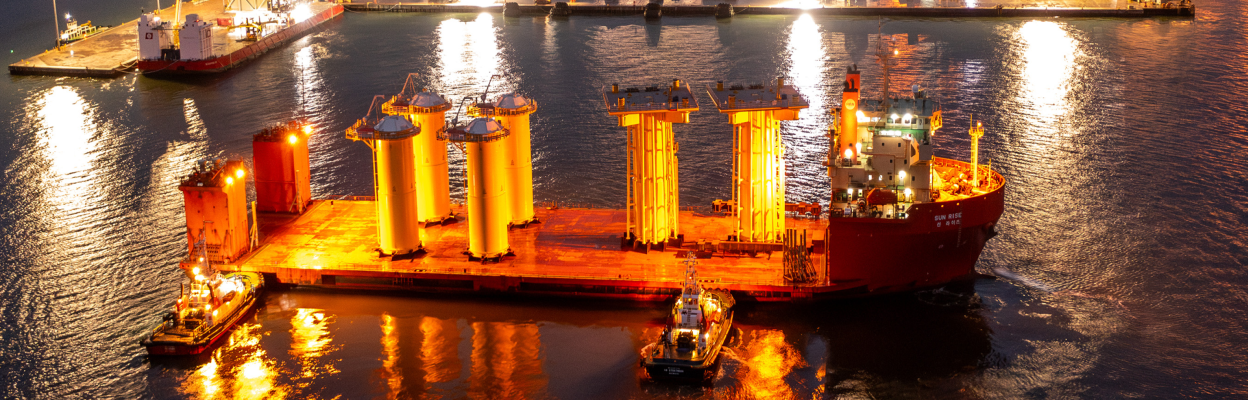 Wind farm components arrive at Port of Nigg. Credit: Global Energy Group