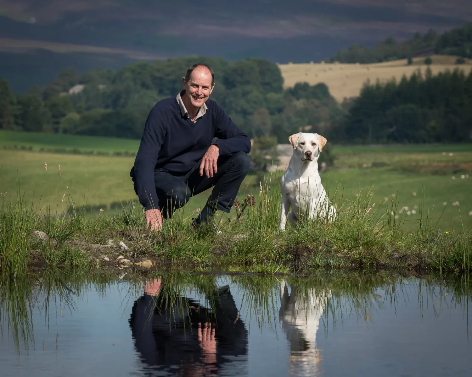 Andy Wells and his dog at Glenlivet